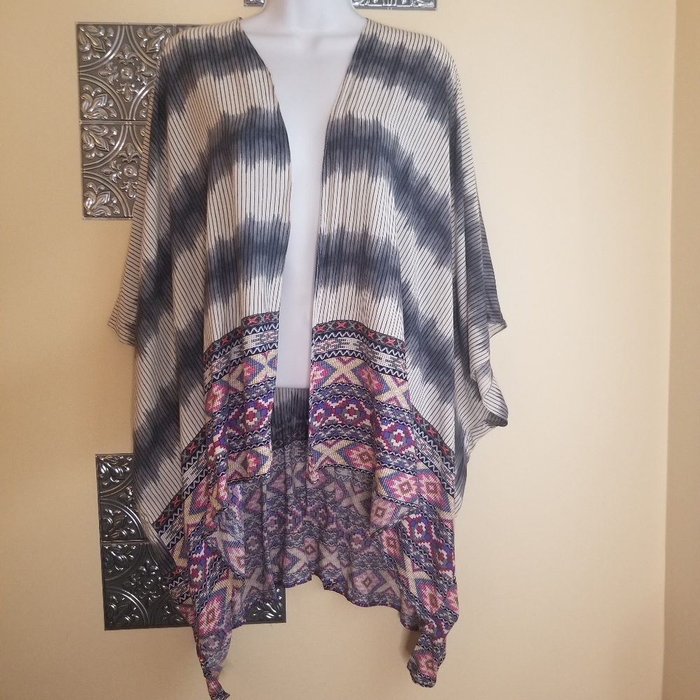 Look Mixed Print Kimono Lightweight Free Size